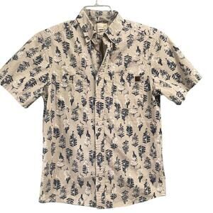 Solaris Outdoors Size Small Printed Short Sleeve Button Down Fossil Leaf